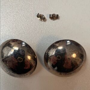 1” vintage sterling silver button earrings